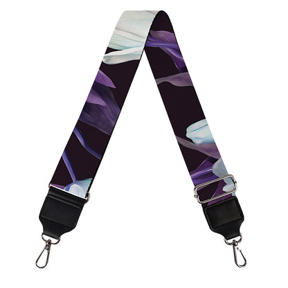 White And Purple Tulip Pattern Print Bag Strap