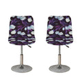 White And Purple Tulip Pattern Print Bar Stool Covers
