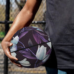 White And Purple Tulip Pattern Print Basketball