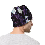 White And Purple Tulip Pattern Print Beanie