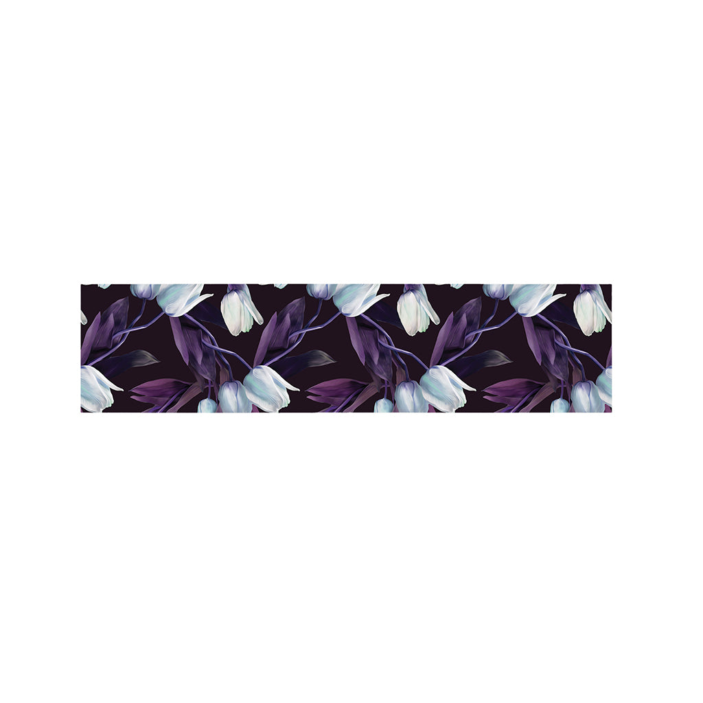 White And Purple Tulip Pattern Print Bed Runner