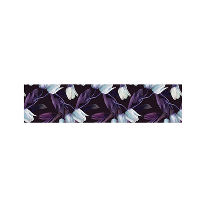 White And Purple Tulip Pattern Print Bed Runner