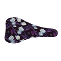 White And Purple Tulip Pattern Print Bicycle Seat Cover