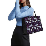White And Purple Tulip Pattern Print Canvas Tote Bag
