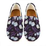 White And Purple Tulip Pattern Print Casual Shoes