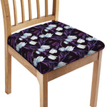 White And Purple Tulip Pattern Print Chair Cushion Cover