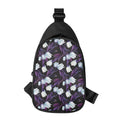 White And Purple Tulip Pattern Print Sling Bag
