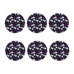 White And Purple Tulip Pattern Print Coaster Set