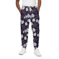 White And Purple Tulip Pattern Print Cotton Sweatpants