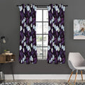 White And Purple Tulip Pattern Print Grommet Curtain Panels