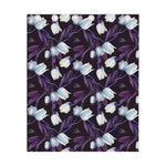 White And Purple Tulip Pattern Print Curtain