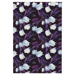 White And Purple Tulip Pattern Print Curtain