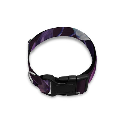 White And Purple Tulip Pattern Print Dog Collar