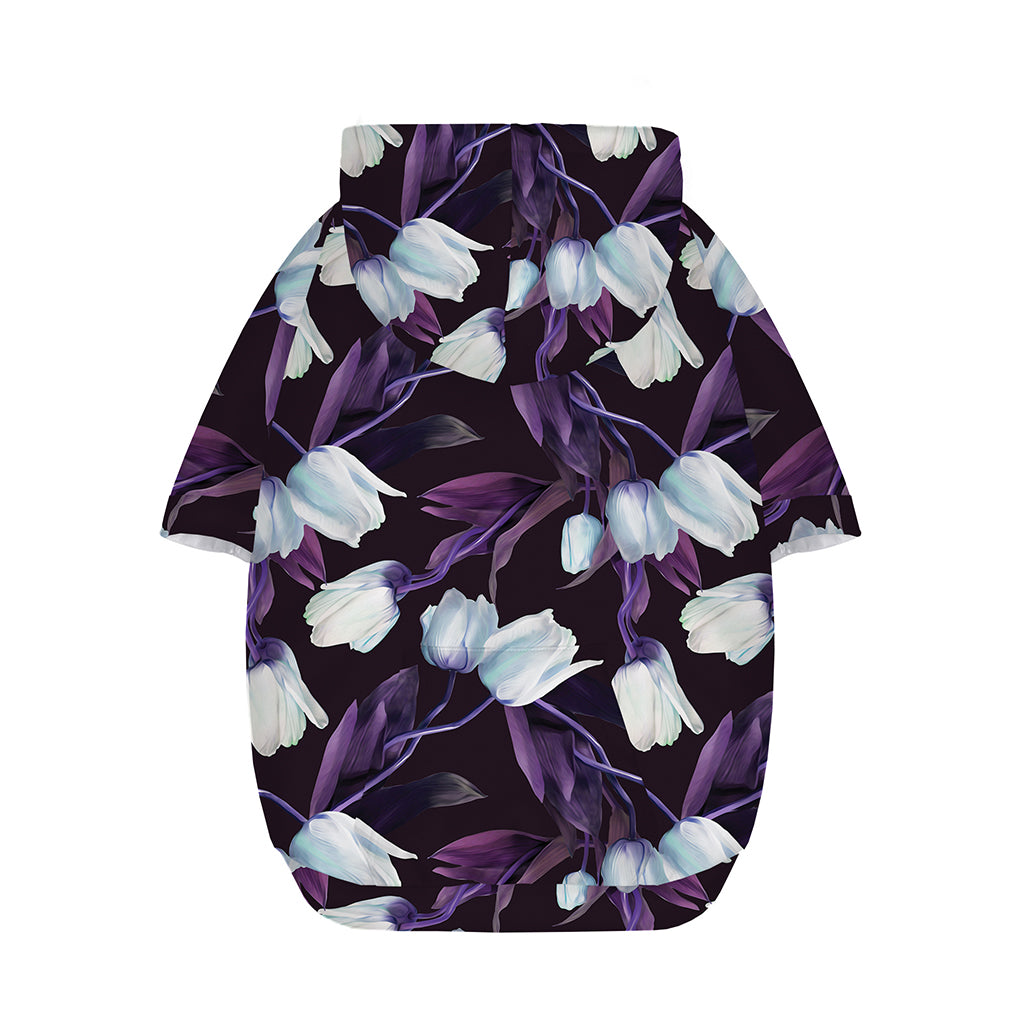 White And Purple Tulip Pattern Print Dog Zip Up Hoodie