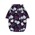 White And Purple Tulip Pattern Print Dog Zip Up Hoodie