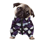 White And Purple Tulip Pattern Print Dog Zip Up Jacket