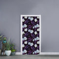 White And Purple Tulip Pattern Print Door Sticker