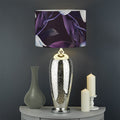 White And Purple Tulip Pattern Print Drum Lamp Shade