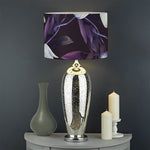 White And Purple Tulip Pattern Print Drum Lamp Shade