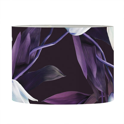 White And Purple Tulip Pattern Print Drum Lamp Shade