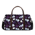 White And Purple Tulip Pattern Print Duffel Bag