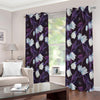 White And Purple Tulip Pattern Print Extra Wide Grommet Curtains