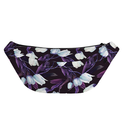 White And Purple Tulip Pattern Print Fanny Pack