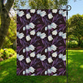 White And Purple Tulip Pattern Print Garden Flag