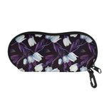 White And Purple Tulip Pattern Print Glasses Case