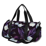 White And Purple Tulip Pattern Print Gym Bag
