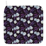 White And Purple Tulip Pattern Print Hand Towel