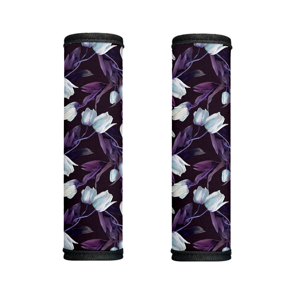 White And Purple Tulip Pattern Print Handle Covers