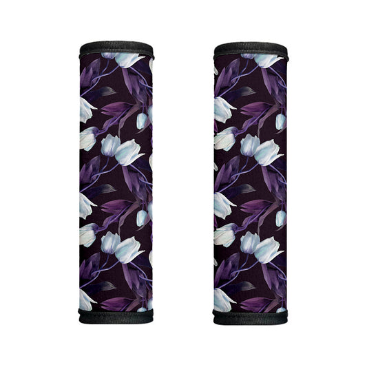 White And Purple Tulip Pattern Print Handle Covers