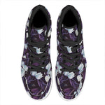White And Purple Tulip Pattern Print High Top Leather Sneakers
