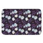 White And Purple Tulip Pattern Print Indoor Door Mat