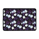 White And Purple Tulip Pattern Print Kitchen Mat