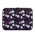 White And Purple Tulip Pattern Print Laptop Sleeve