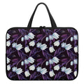 White And Purple Tulip Pattern Print Laptop Sleeve With Handle