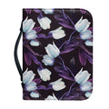 White And Purple Tulip Pattern Print Leather Bible Cover