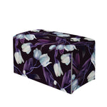 White And Purple Tulip Pattern Print Leather Tissue Box Cover