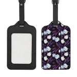 White And Purple Tulip Pattern Print Luggage Tag