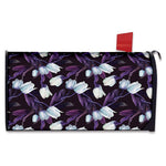 White And Purple Tulip Pattern Print Mailbox Cover