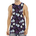 White And Purple Tulip Pattern Print Men's Muscle Tank Top
