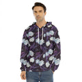 White And Purple Tulip Pattern Print Men's Velvet Pullover Hoodie