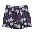 White And Purple Tulip Pattern Print Mesh Shorts