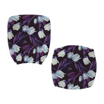 White And Purple Tulip Pattern Print Office Chair Cover