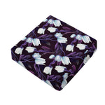 White And Purple Tulip Pattern Print Outdoor Seat Cushion Cover