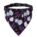White And Purple Tulip Pattern Print Over The Collar Dog Bandana