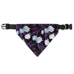 White And Purple Tulip Pattern Print Over The Collar Dog Bandana