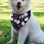 White And Purple Tulip Pattern Print Over The Collar Dog Bandana